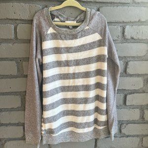 Nine 1 Eight Girl's Sweater - Grey and White Striped (Small)